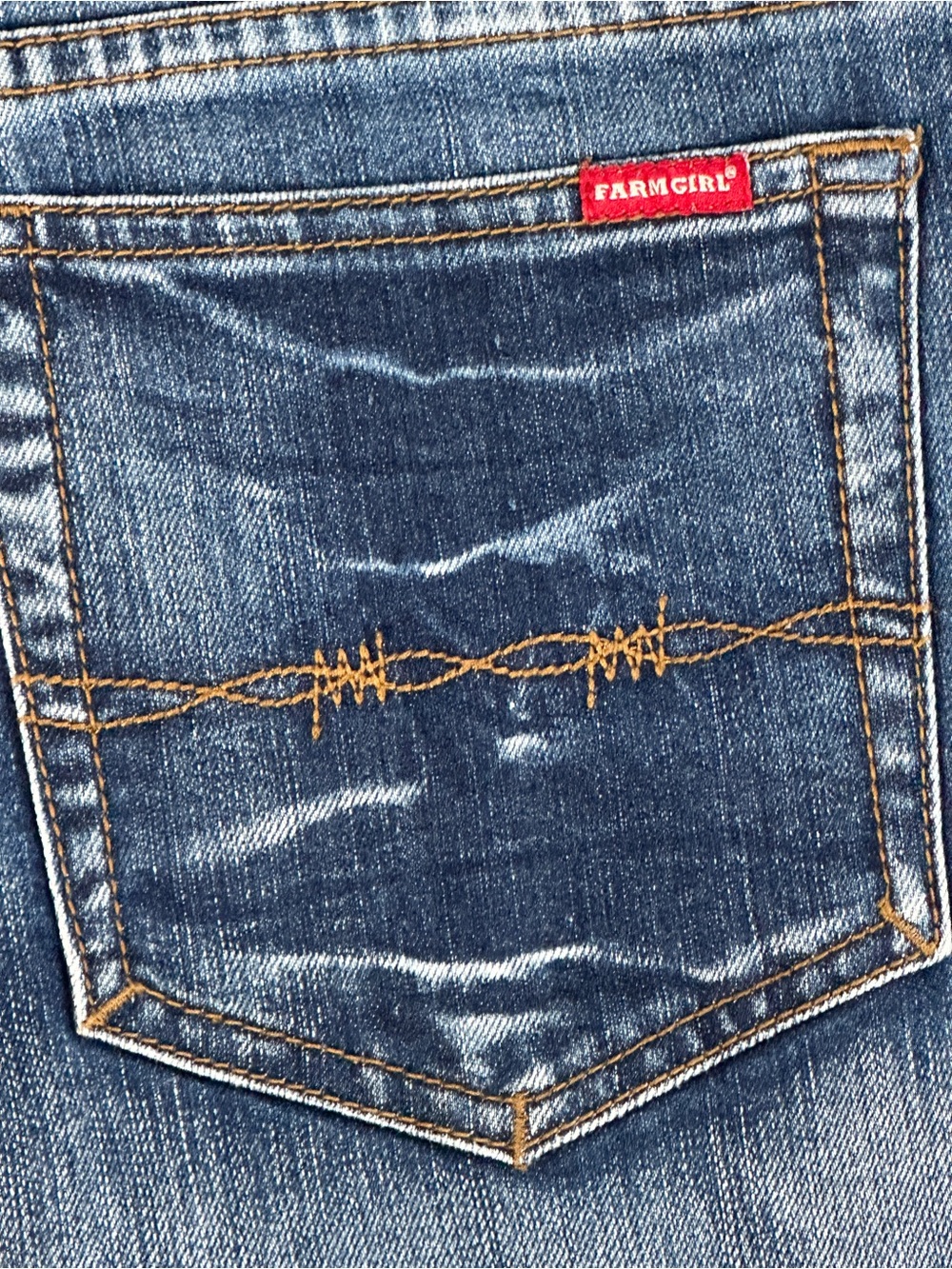Women's Farm Girl Gracie Button Bootcut Denim Jeans in Medium Blue Wash Junior